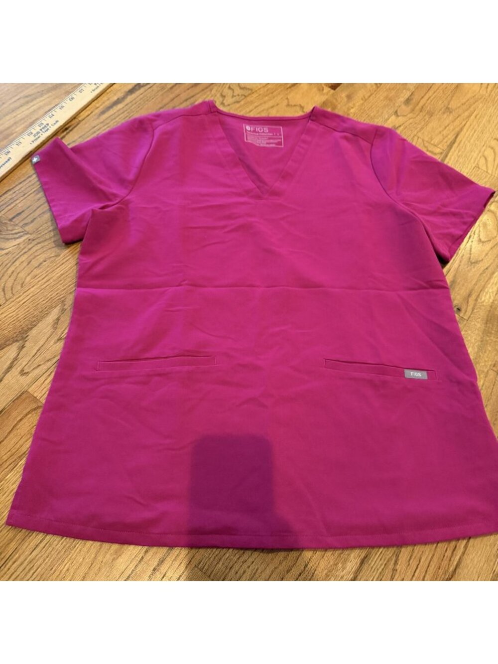 Figs Womens Large Scrub Top Shirt Rasberry Sorbet Pink